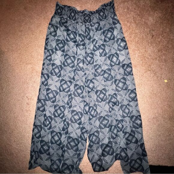 MASON & BELLE Blue Printed Wide-Leg Pants, Size M - Picture 1 of 4
